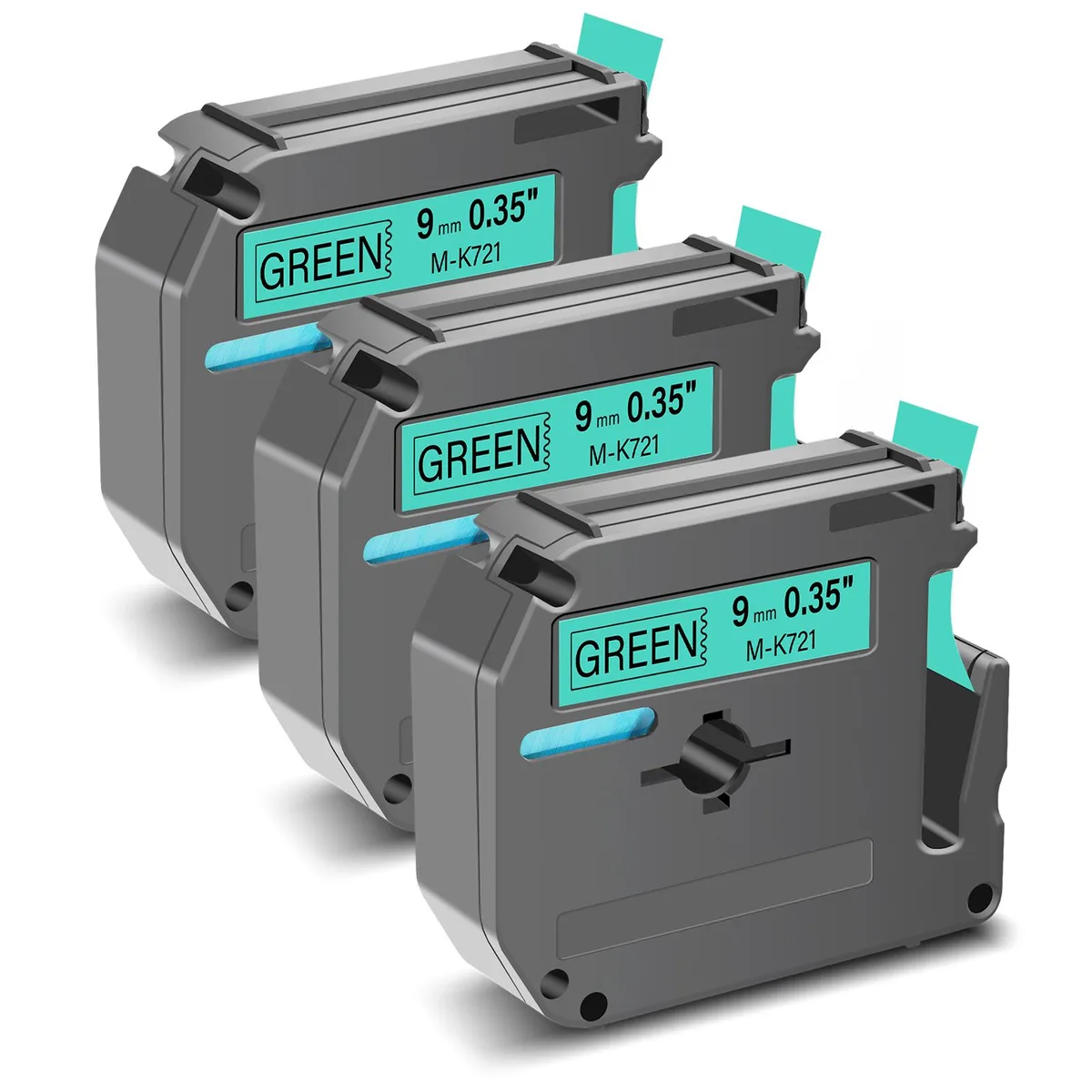 GREENCYCLE GREENCYCLE MK-721 Label Tape 9mm Black on Green 3 Pack — product photo