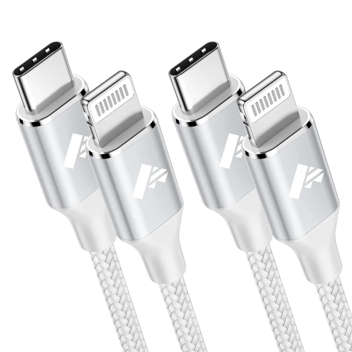  NU 5T USB-C to Lightning Cable 3 ft 2-pack White MFi 3 A 87 W — product photo