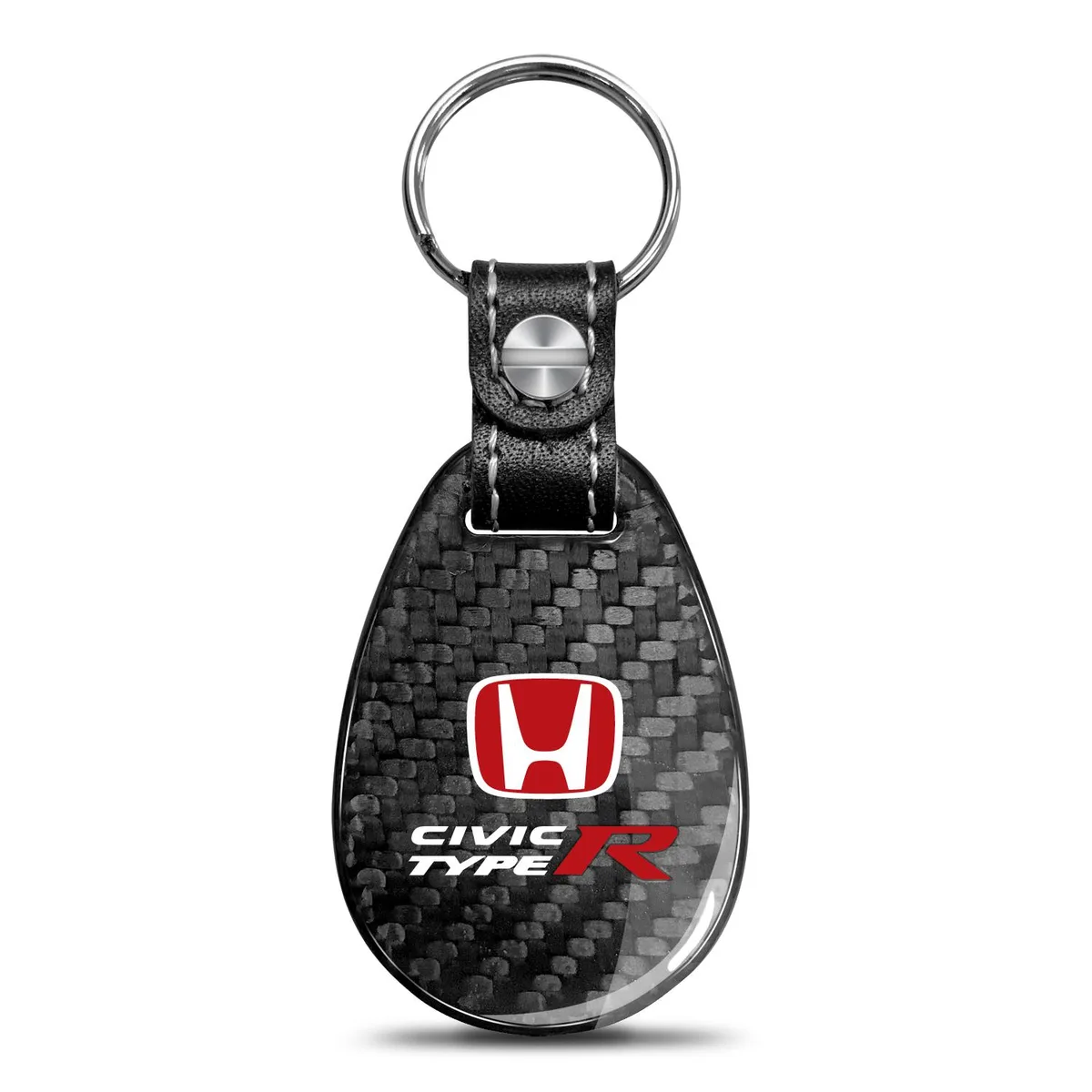 iPick Image, LLC iPick Image, LLC Honda Red Logo Civic Type R Carbon Fiber Leather Key Chain — product photo