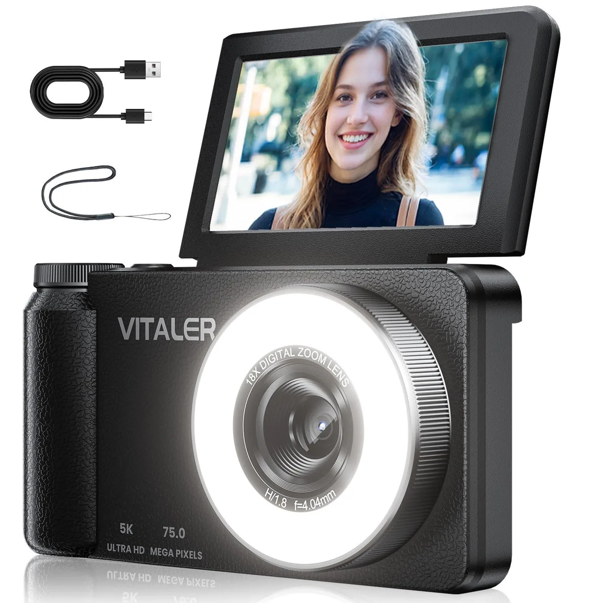 Vivitar A67-B 75MP 18x Digital Zoom Point & Shoot Camera Black — product photo