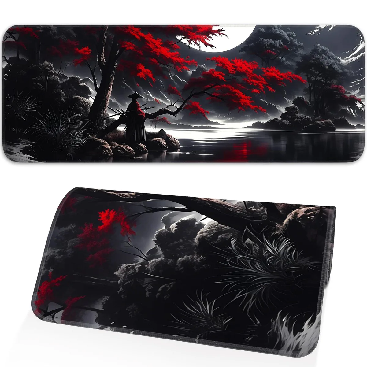 KEHIPI KEHIPI Japanese Dark Red Moon Mouse Pad 31.5 x 11.8 Inch — product photo