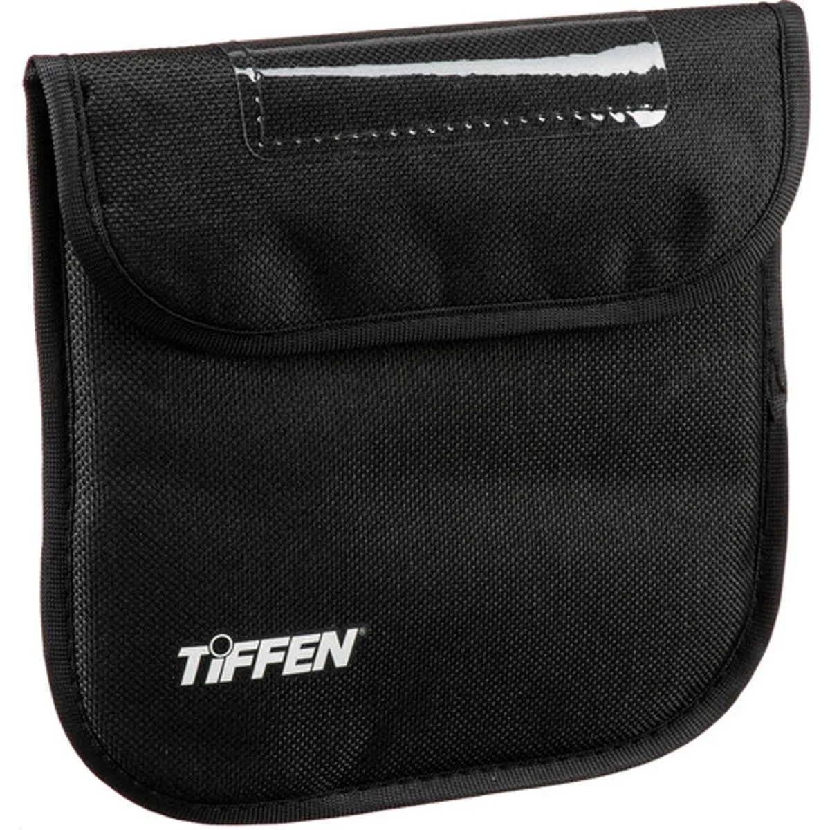 Black water-resistant nylon camera pouch with heavy padding and touch fastener closure