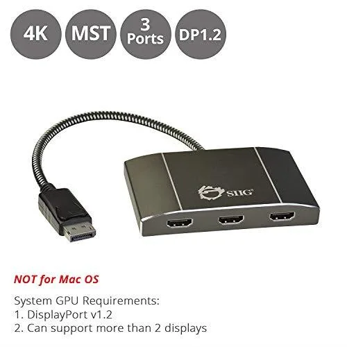 SIIG, Inc SIIG, Inc CE-DP0C12-S1 DisplayPort 1.2 to 3-Port HDMI MST Splitter — product photo