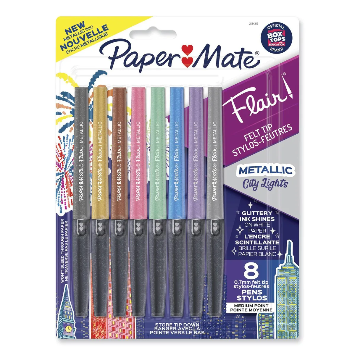 Newell Rubbermaid Newell Rubbermaid 2134319 Flair Metallic Porous Point Pen 0.7 mm 8 Pack — product photo