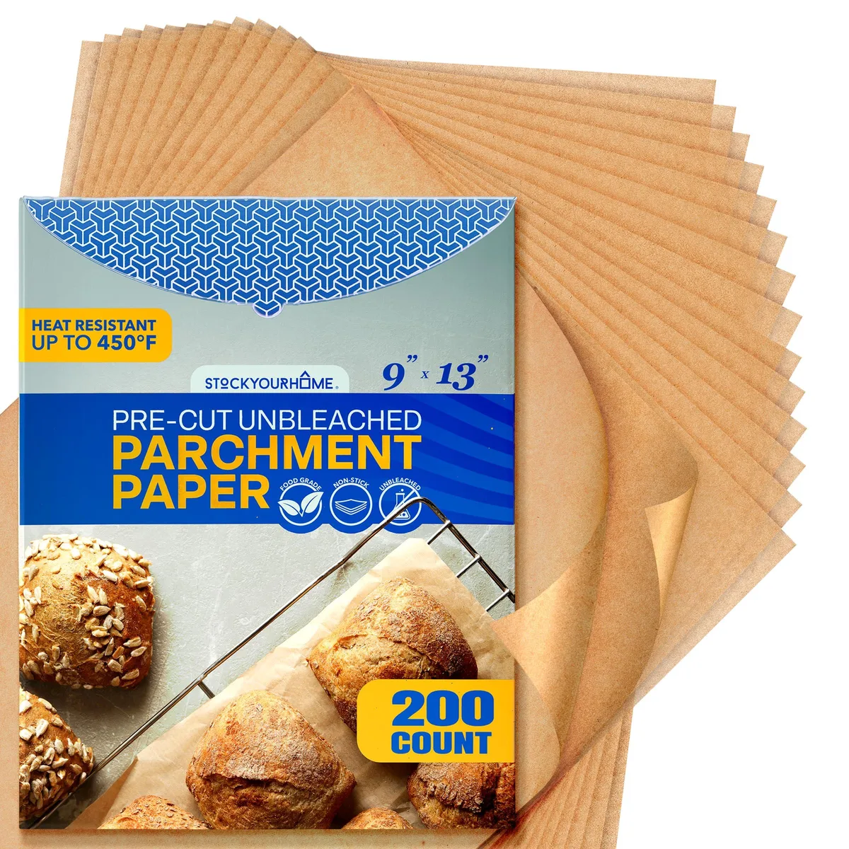  Stock Your Home Unbleached Parchment Paper Sheets 200 Ct 9x13 — product photo