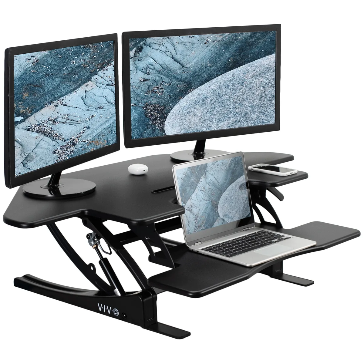 VIVO VIVO Black Corner Sit-Stand Desk Riser 43.3" × 28.3 — product photo