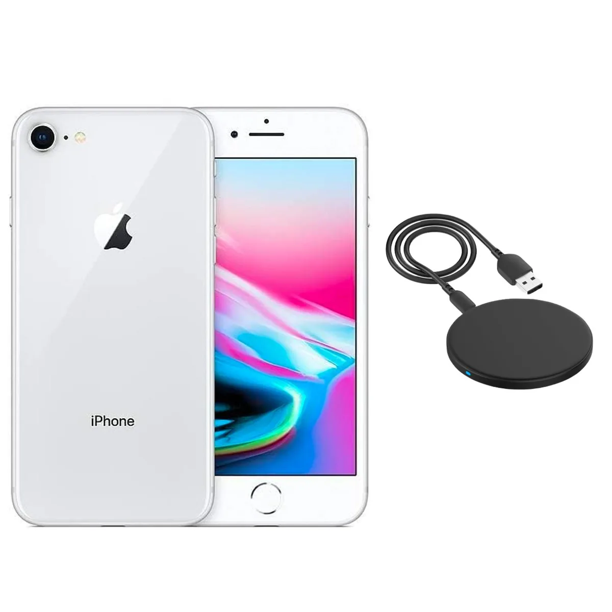 Apple Apple iPhone 8 A1863 256GB Silver Wireless Charger cell phones - unlocked — product photo
