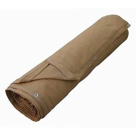 Tan polyethylene windscreen roll 4 by 165 feet with aluminum grommets