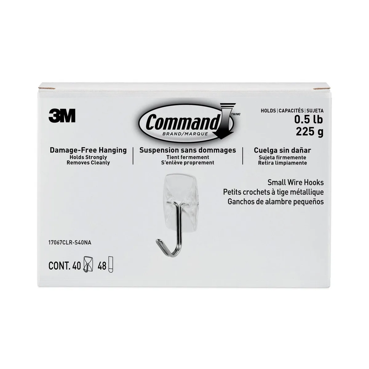 3M 3M 17067CLR-S40NA Clear Small Wire Hooks 40 Pack — תמונת המוצר