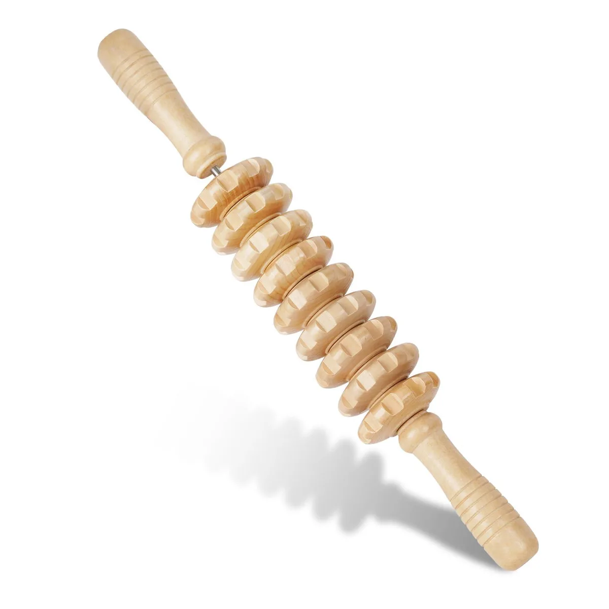  Liitrton Wooden Massage Roller Stick, 9 Wheel, 38 cm — product photo