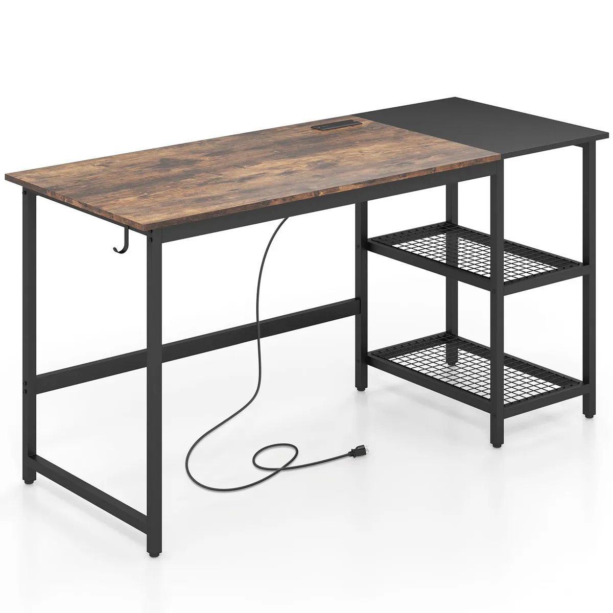SlickBlue SlickBlue Computer Desk 59 x 24 x 30 in Rustic Brown with Removable Storage Shelves — product photo