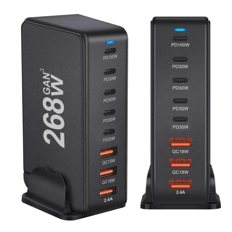 LUOM LUOM GAN268W 8-Port 268W GaN Desktop Charger Black — product photo