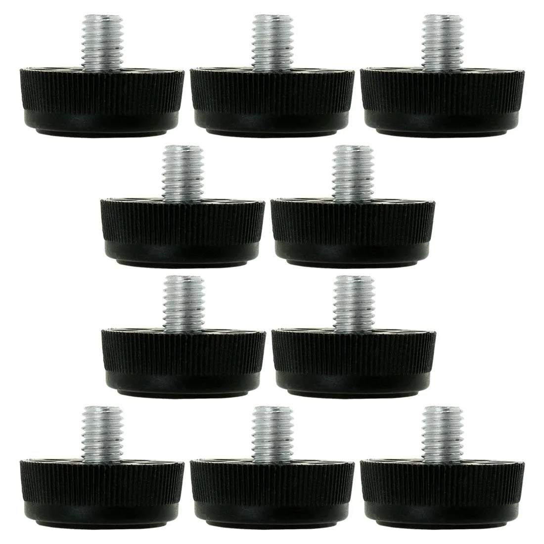 Ten M8 adjustable leveling feet with plastic bases