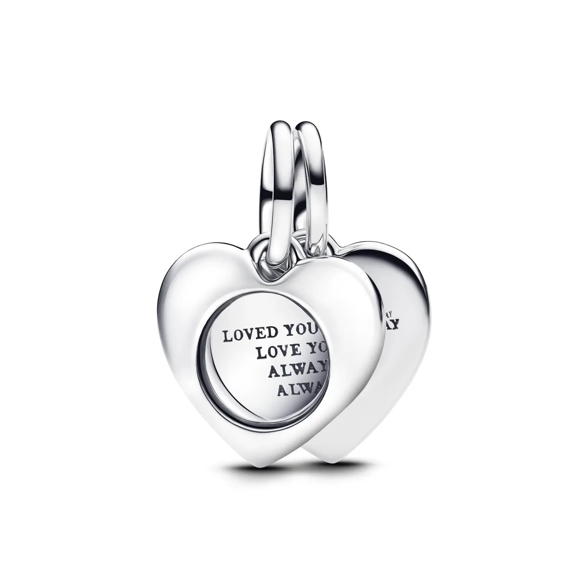 PANDORA PANDORA Engravable Heart Magnifying Glass Double Dangle Charm Sterling Silver bracelet — product photo