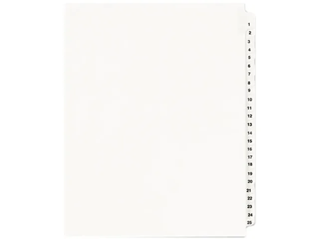 Avery Avery 1330 Legal Side Tab Dividers 1-25 Letter White 25 Set — product photo