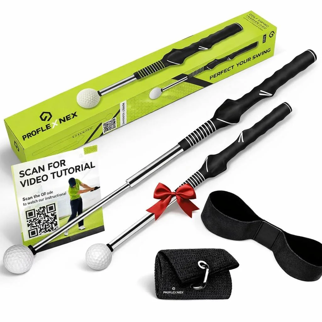  Retractable Golf Swing Training Aid 3-in-1 Set Black 1.7 in x 15.5 in — product photo
