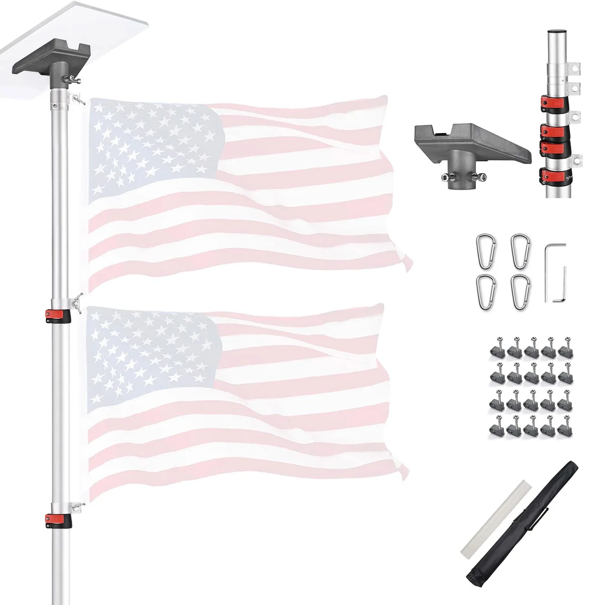 Yescom USA, Inc. Yescom EZ GO 14ft Telescopic Flag Pole Kit Starlink Gen3 Adapter — product photo
