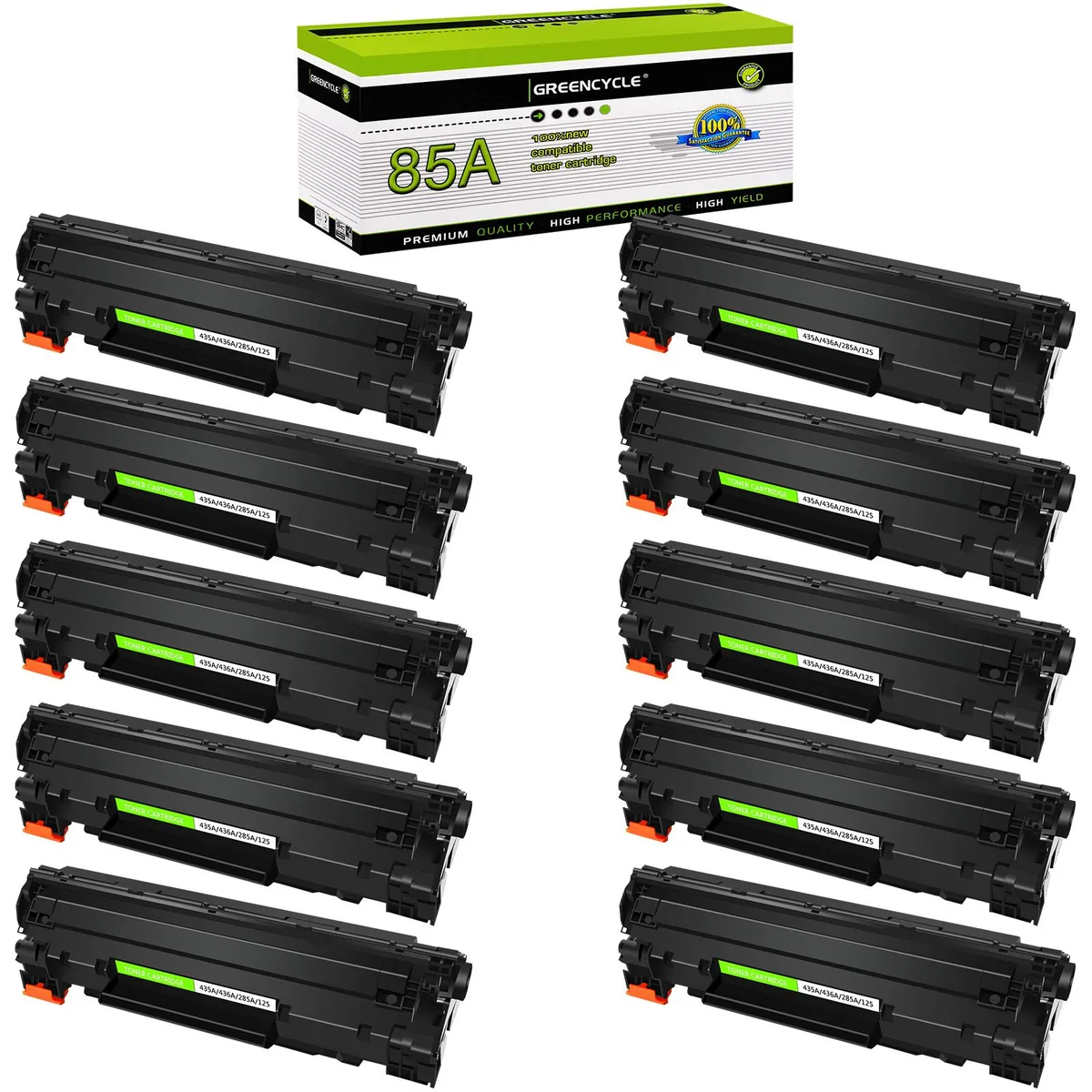GREENCYCLE GREENCYCLE CE285A 10 Pack Black Toner Cartridge — product photo