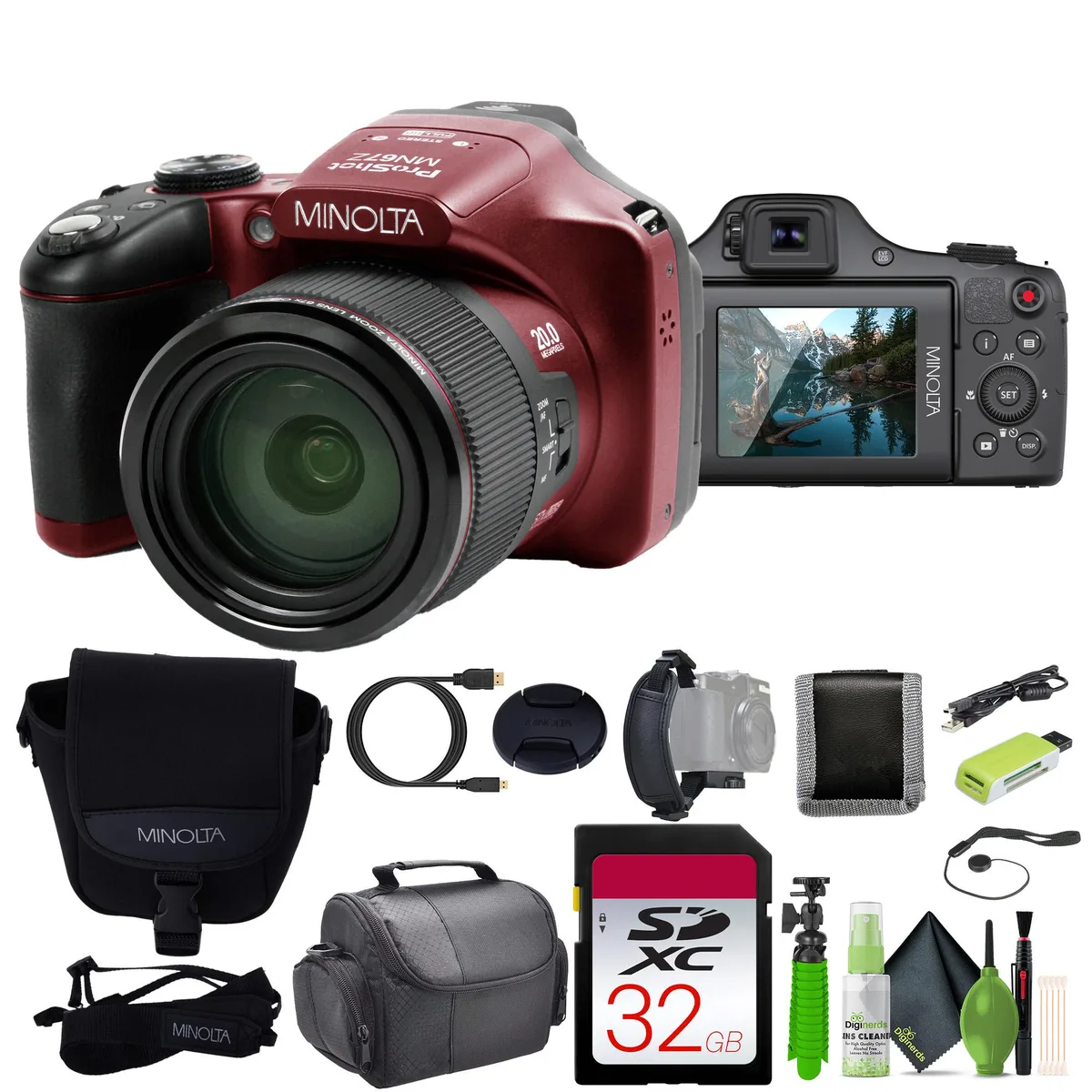 Minolta Minolta Pro Shot MN67Z 20 MP 67x Zoom Camera Kit Red — product photo