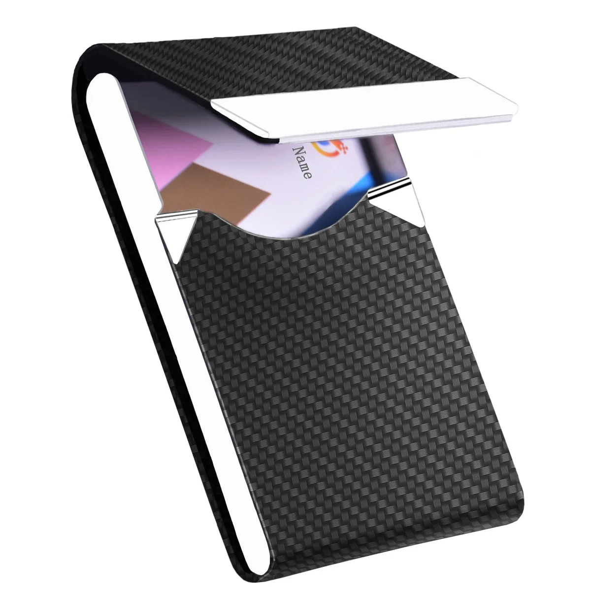  HUAHAITGCH Business Card Holder Black 15-25 Cards 3.7 x 2.4 x .6 in — product photo