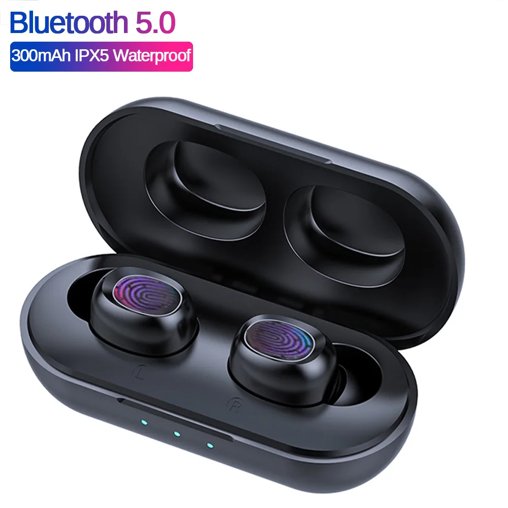 siroka siroka Bluetooth 5.0 TWS earbuds black LED power display 1800mAh case — product photo