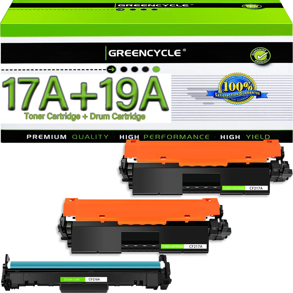 GREENCYCLE GREENCYCLE 2× CF217A 17A Toner + 1× CF219A 19A Drum — product photo