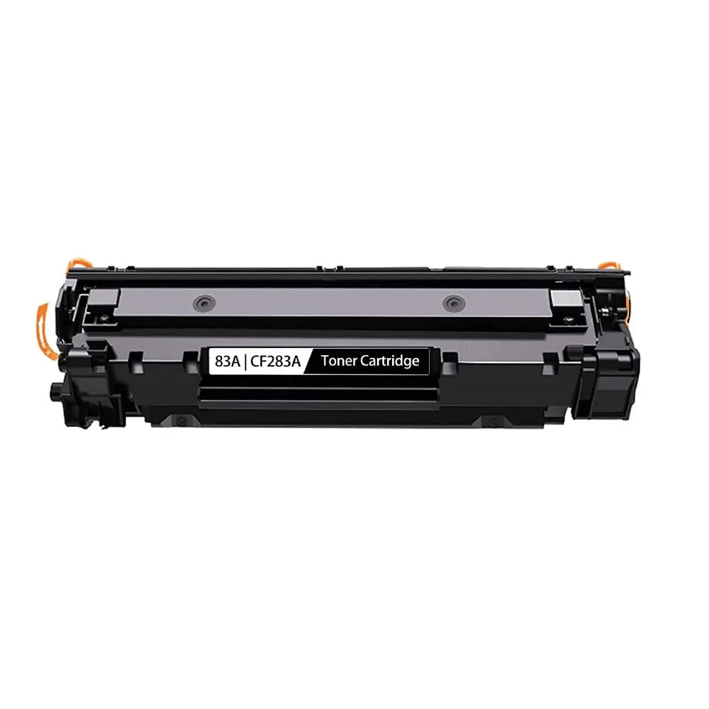 Black rectangular toner cartridge with matte finish and green chip visible