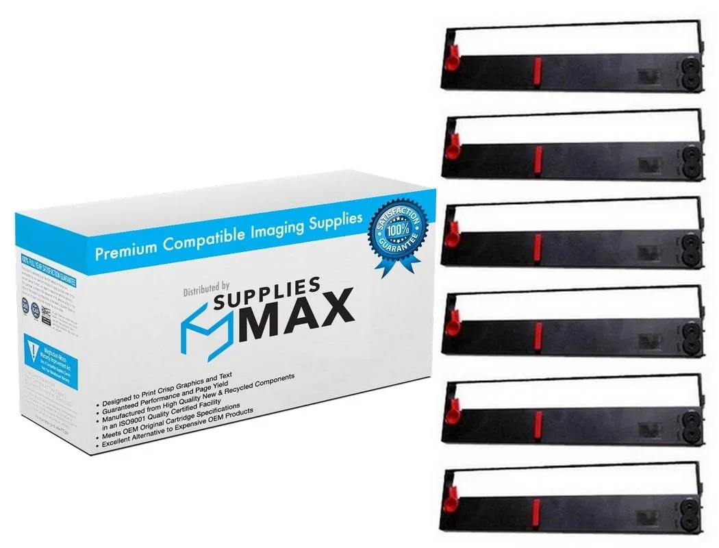 SuppliesMax SuppliesMax 062471 Black Printer Ribbon 6 Pack — product photo