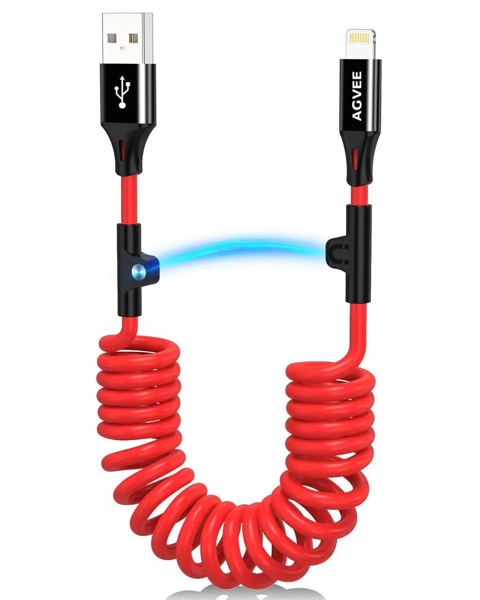 MCHOSE MCHOSE 3ft Coiled USB to Lightning Cable MFI Certified 3A Red — product photo