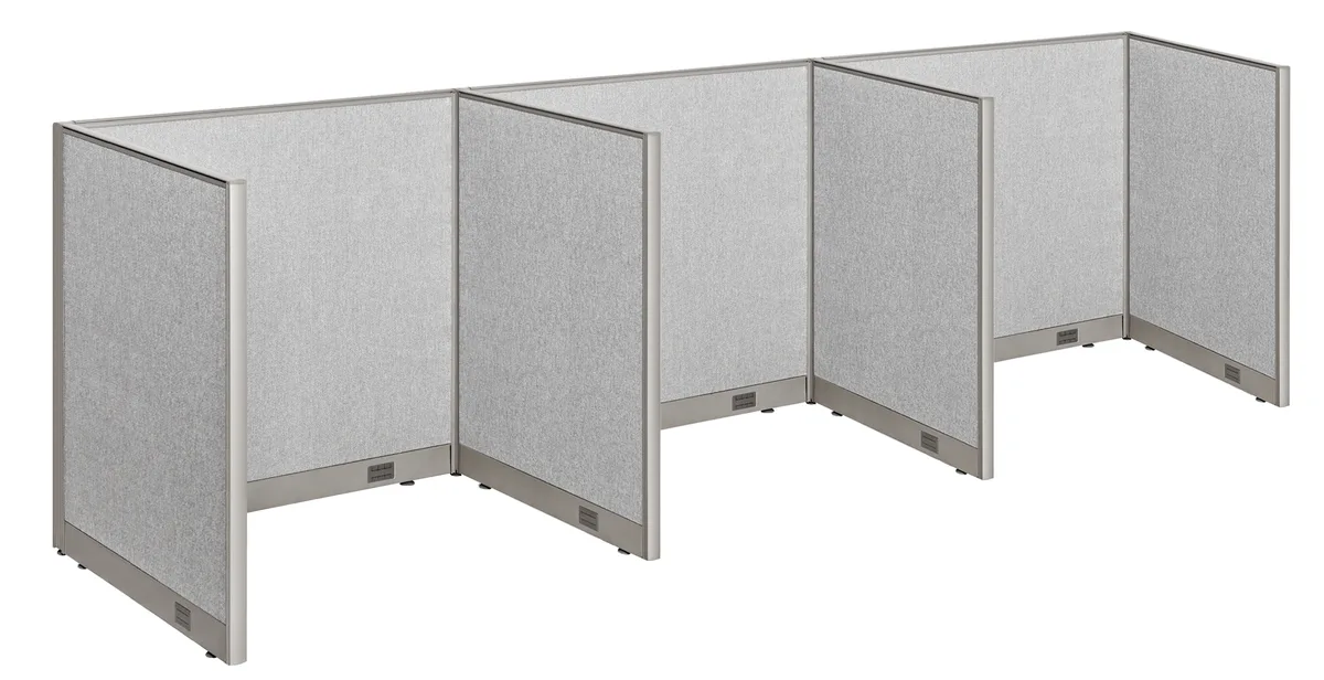 GOF GOF 3-Person Workstation Cubicle 36"D x 144"W x 48"H office furniture — product photo