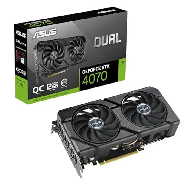 ASUS ASUS Dual GeForce RTX 4070 EVO OC Edition 12GB GDDR6X 2.5-slot graphics card — product photo