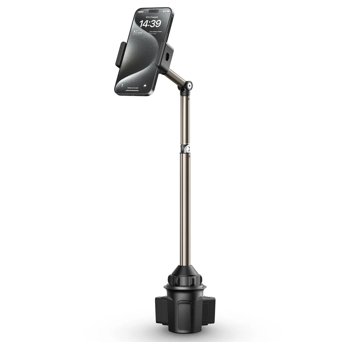 JSAUX SP0210 cup holder phone mount with adjustable metal arm and clip base