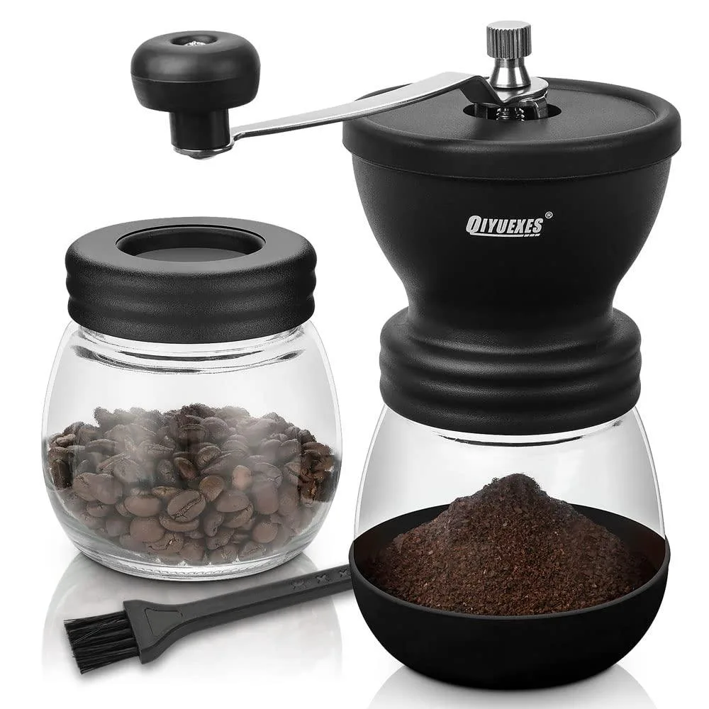  QIYUEXES QMG02 Manual Coffee Grinder 48 Settings 80g 2 Jars — product photo