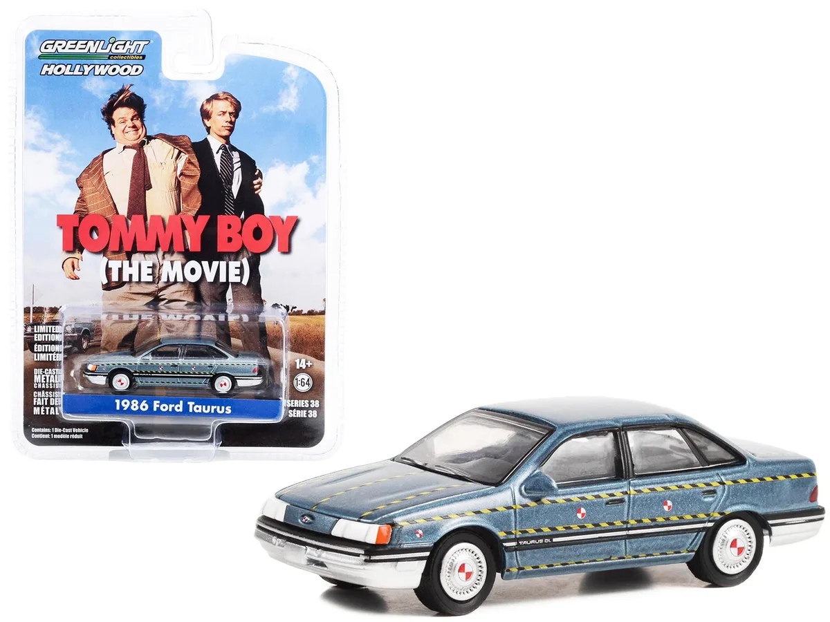 GREENLIGHT GREENLIGHT 1986 Ford Taurus Blue "Zalinsky" Crash Test "Tommy Boy" 1/64 Diecast 38 — product photo