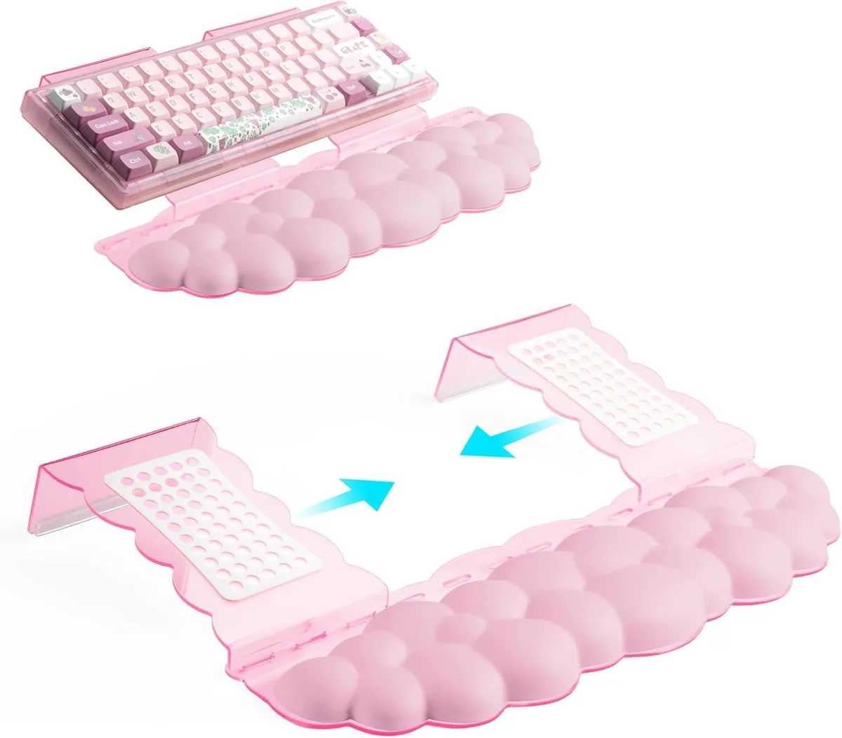 Kenuco Kenuco Ergonomic Keyboard Wrist Rest &amp; Adjustable Tilt Stand Combo Pink Acrylic 5.7" x 9.76-16.85 — product photo