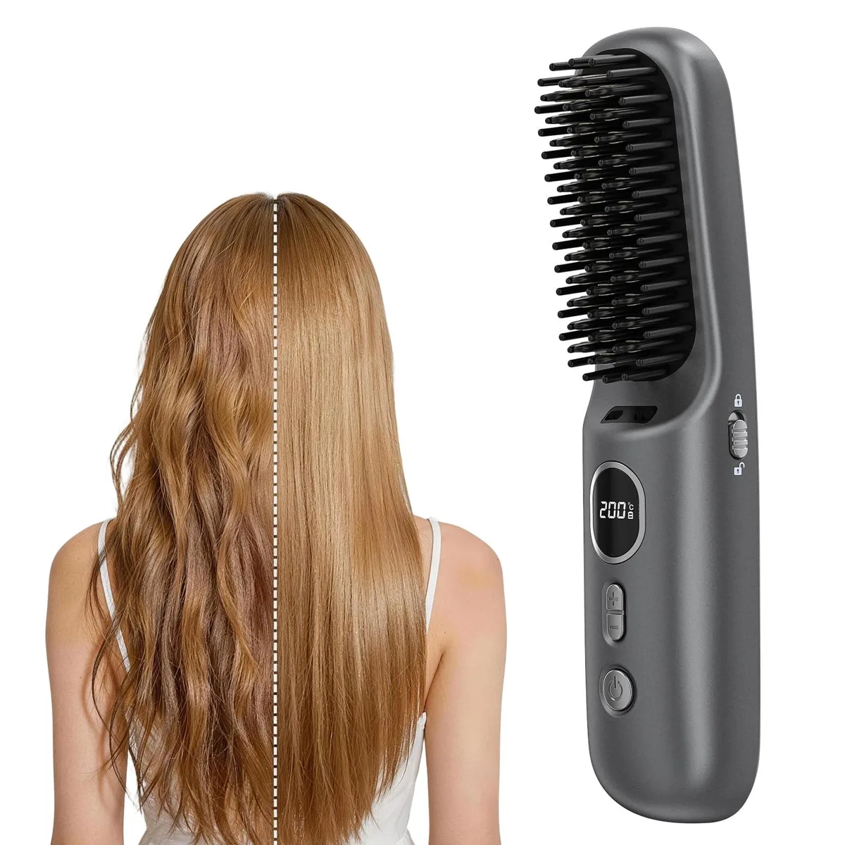  AdamPark Cordless Hair Straightener Brush 9000mAh — product photo