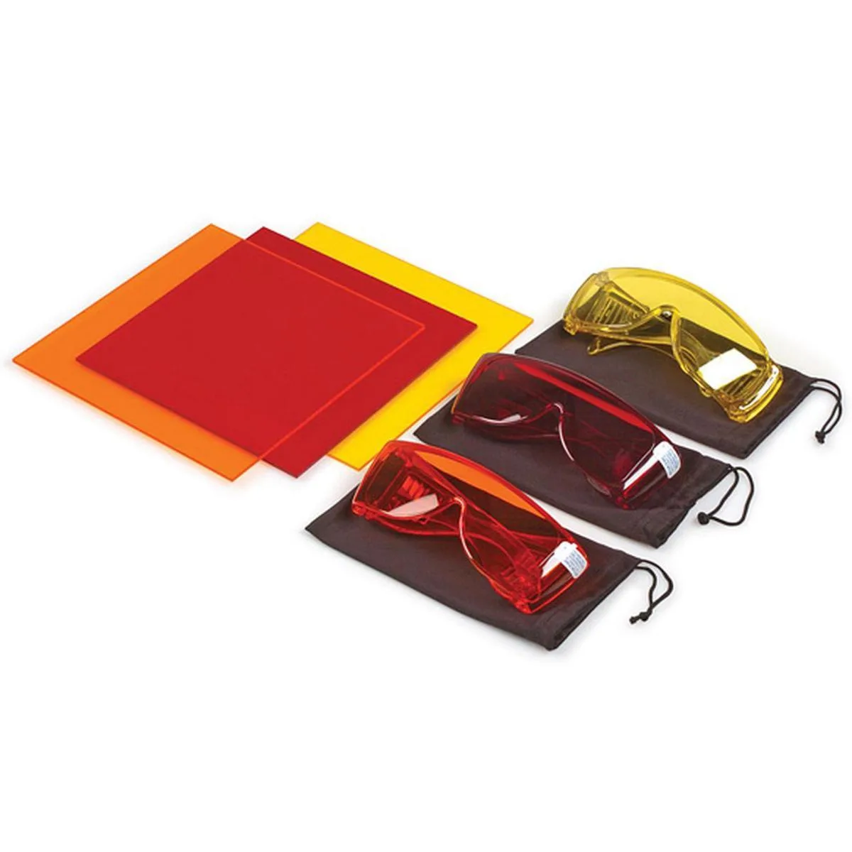 Orange wrap-around filter goggles with curved lenses and frame, model 1030
