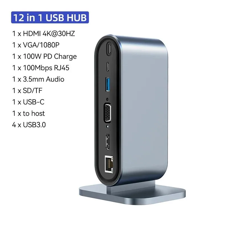 ESTONE ESTONE BYL-2201 12-in-1 USB-C Docking Station Gray — product photo