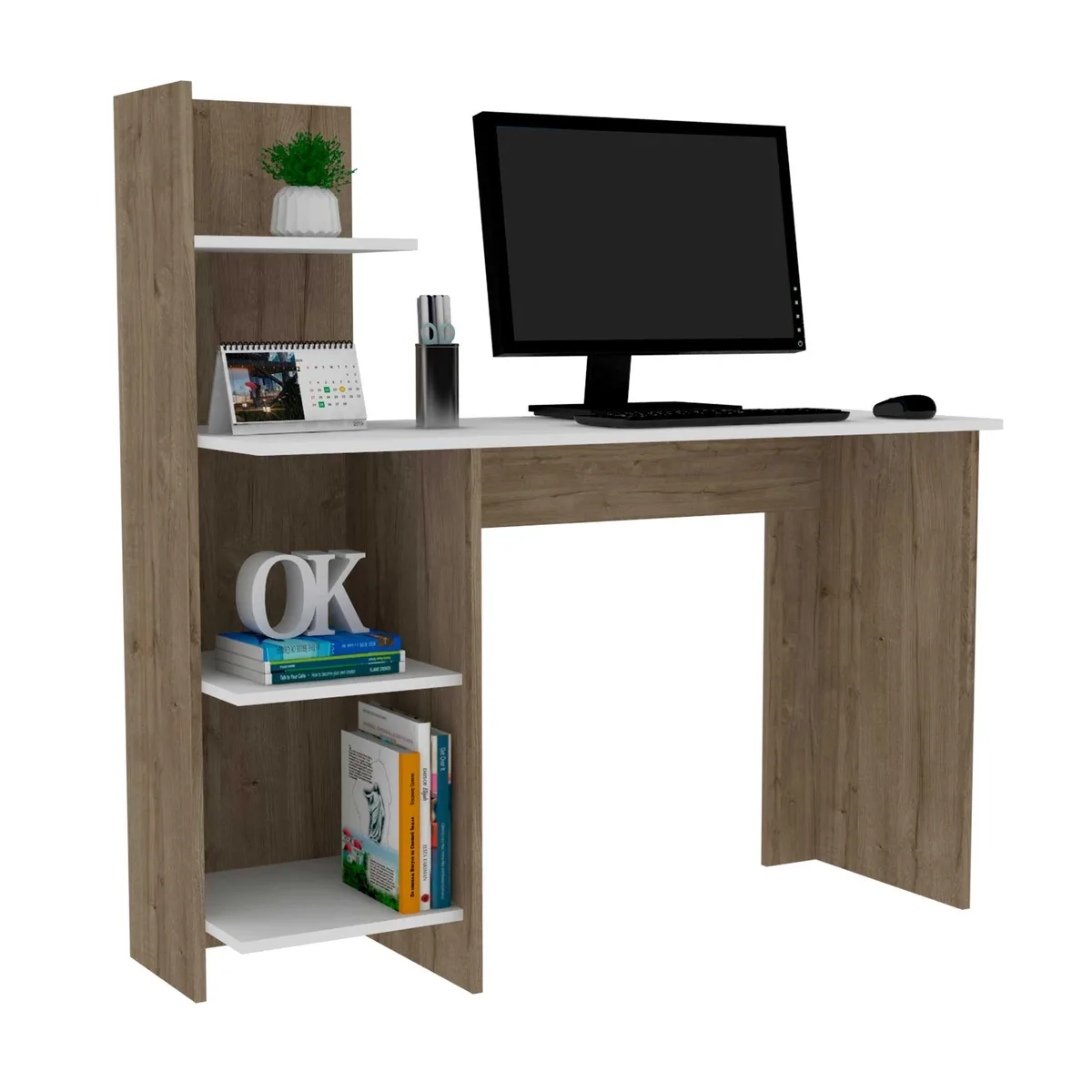 FM FURNITURE FM FURNITURE FM5560EDB Desk White 47.2×17.7 in 4 Shelves — product photo