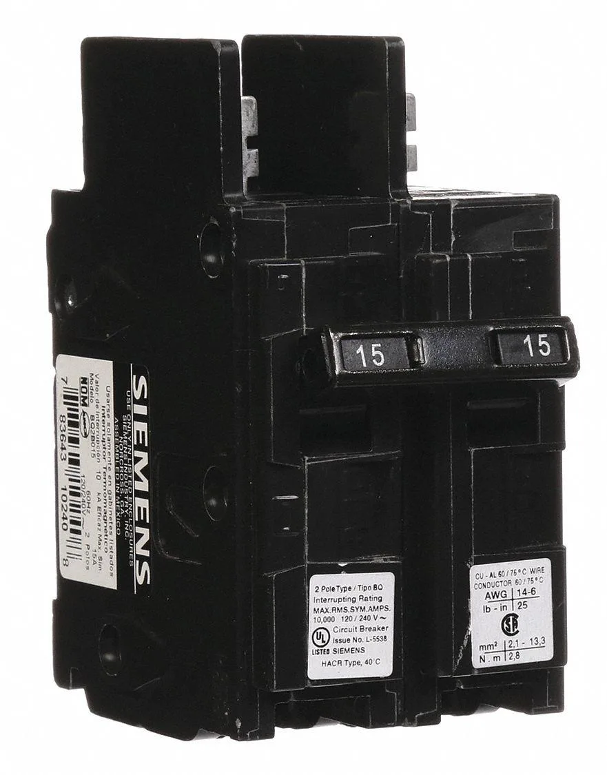 SIEMENS SIEMENS BQ2B015 Miniature Circuit Breaker 15A 2 Pole 120/240V AC — product photo