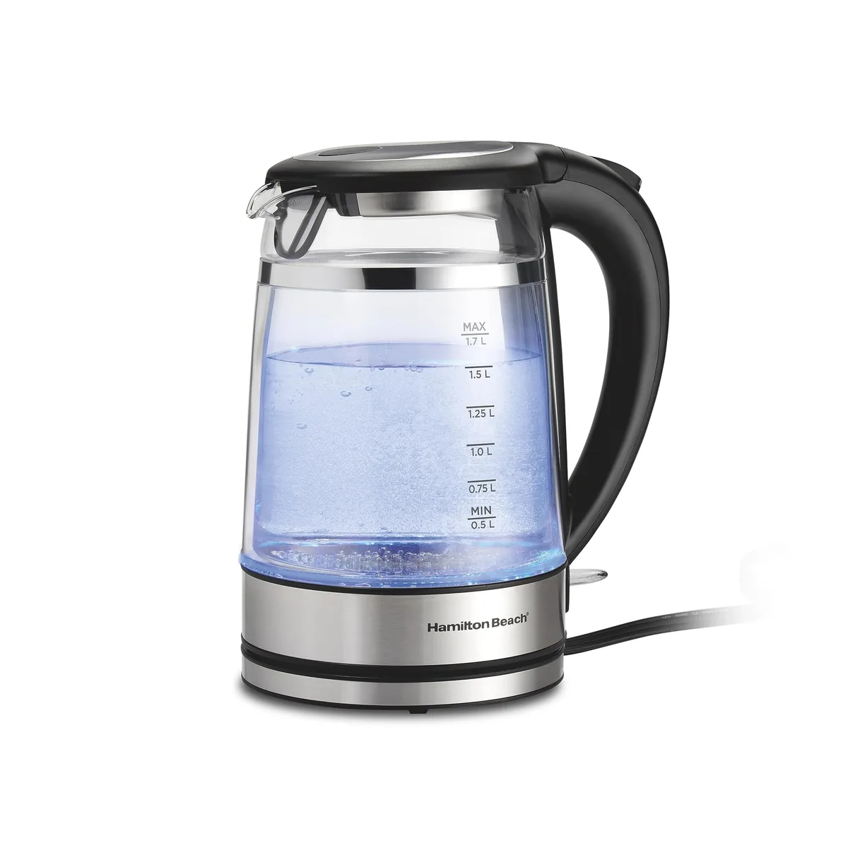  Hamilton Beach 40850 1.7L Electric Kettle Double Wall Glass Variable LED 1500W — product photo