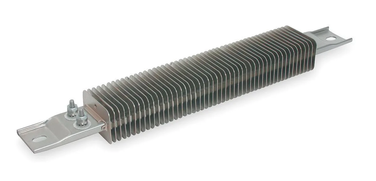 12-inch finned strip heater with stainless steel sheath and mounting tabs