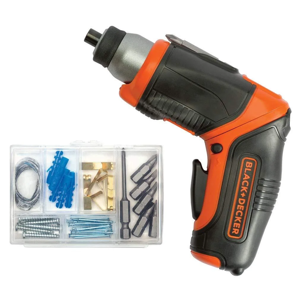 Black & Decker 4V MAX cordless screwdriver in multi-colour finish with pivot head and LED light