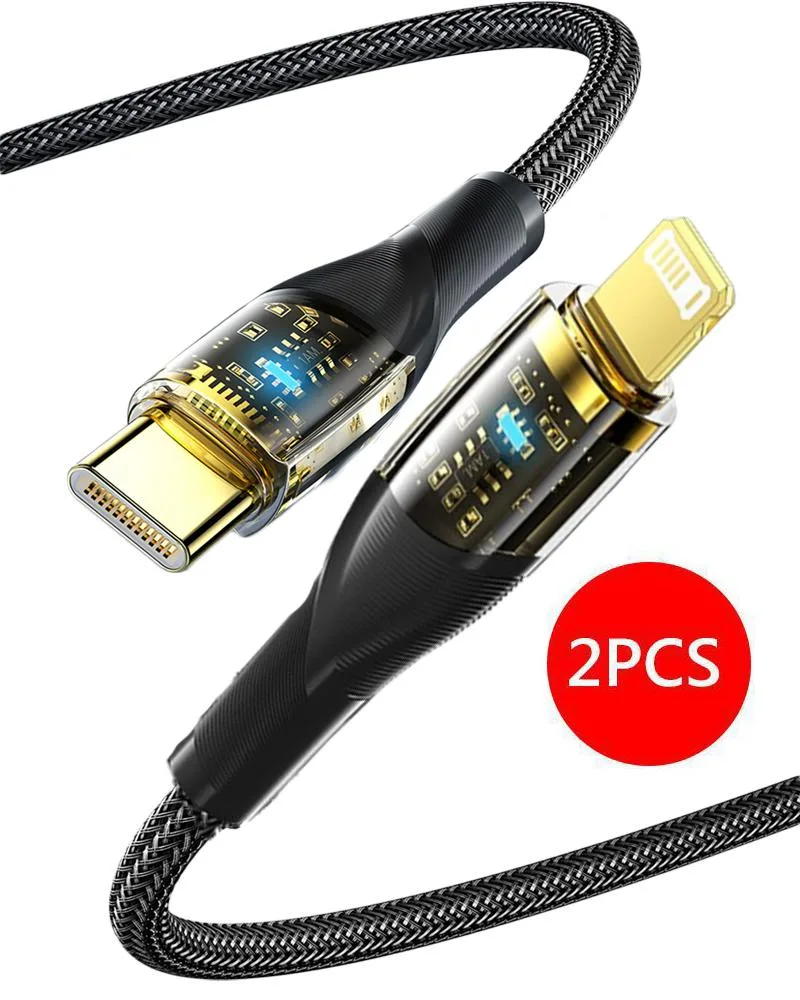 LUOM LUOM Essager XR USB-C to Lightning Cable 29W 3A 480Mbps 6.6ft Black 2-Pack — product photo