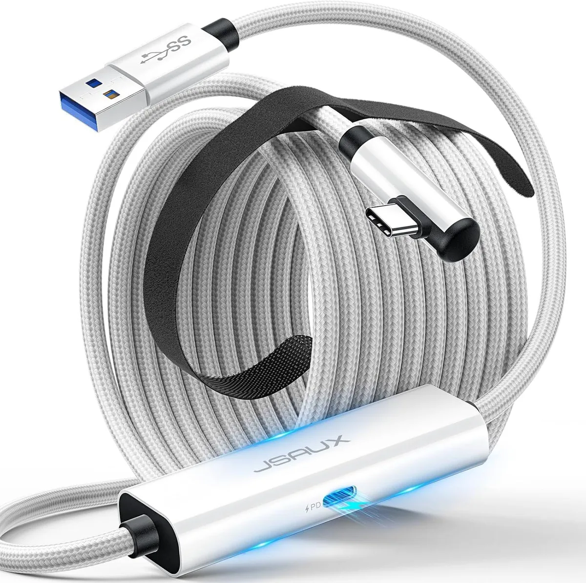 BFKK BFKK Link Cable 16ft 18W Charging 5Gbps USB 3.0 to USB-C 90° VR accessory — product photo