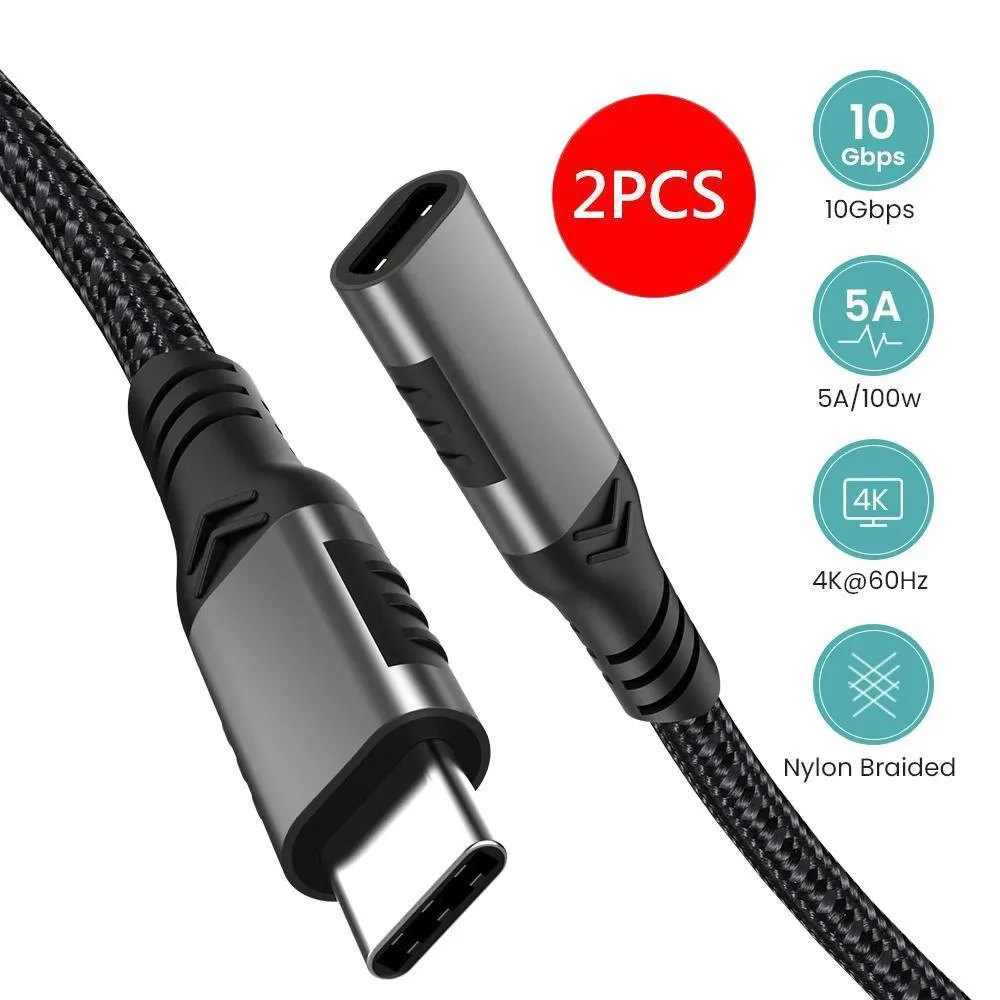 WRIARICH WRIARICH PQ068 USB C extension cable male to female 1.6ft 2 pack — product photo