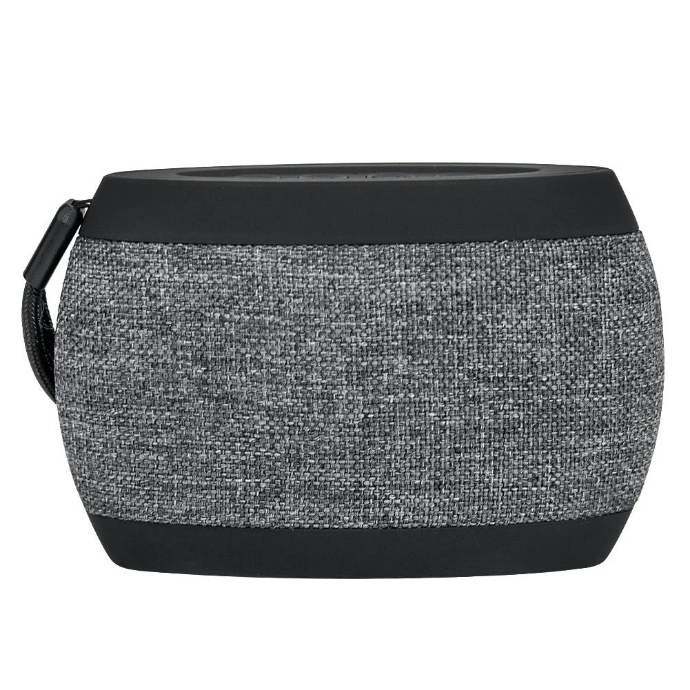 Gray fabric wristlet Bluetooth speaker with strap