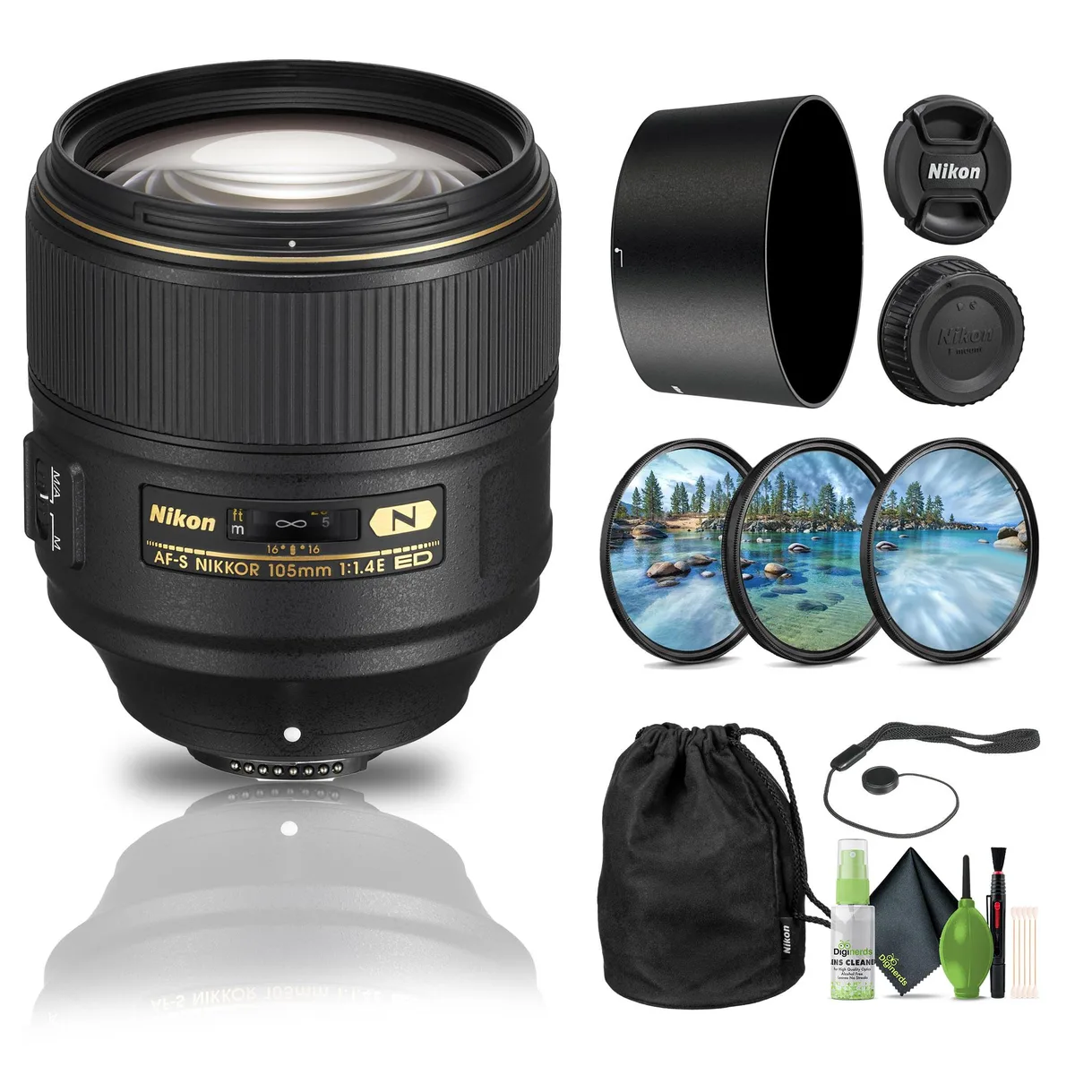 Nikon Inc Nikon AF-S NIKKOR 105mm f/1.4E ED Lens with Filter Kit and Cap Keeper — product photo