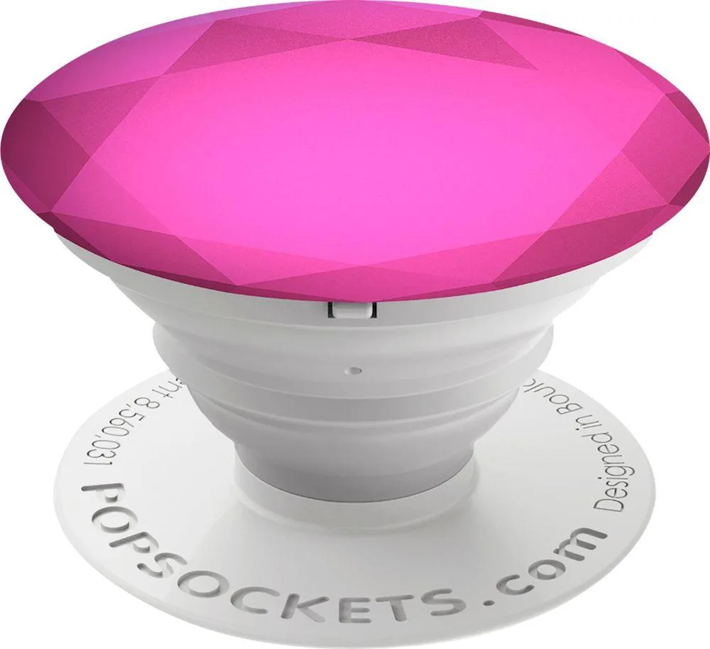 Fuchsia metallic diamond PopSocket grip on white background