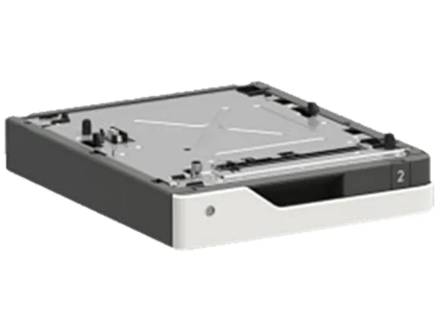 Black rectangular paper tray with lockable front latch